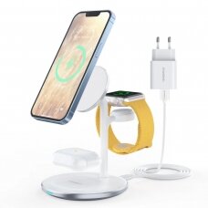 Įkrovimo stotelė Choetech T585-F 3in1 inductive charging station iPhone 12/13, AirPods Pro, Apple Watch Baltas