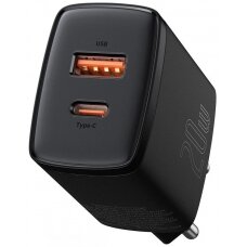 Įkroviklis buitinis Baseus USB + Type-C 20W juodas CCXJ-B01