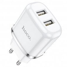 Įkroviklis buitinis Hoco N4 su dviem USB  jungtimis (2.4A) baltas