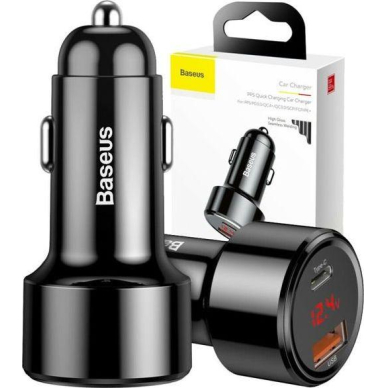 Įkroviklis automobilinis Baseus Series su LED ekranu ir 2 USB Quick Charge 45W juodos spalvos CCMLC20C-01 Įkroviklis automobilinis Baseus Series su LED ekranu ir 2 USB Quick Charge 45W juodos spalvos CCMLC20C-01