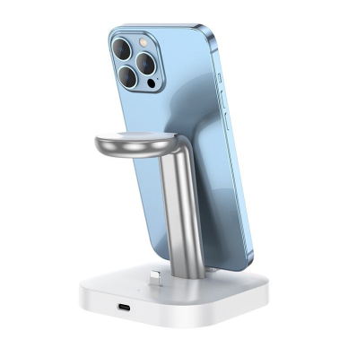 Įkroviklis belaidis Hoco CW43 Graceful 3-in-1 baltas 2 Įkroviklis belaidis Hoco CW43 Graceful 3-in-1 baltas 2