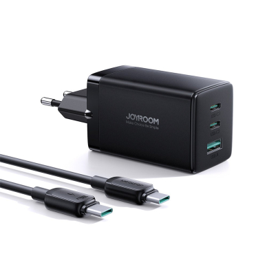 Įkroviklis buitinis Joyroom GaN JR-TCG01 2xUSB-C/USB-A 65W + USB-C cable 1.2m juodas Įkroviklis buitinis Joyroom GaN JR-TCG01 2xUSB-C/USB-A 65W + USB-C cable 1.2m juodas