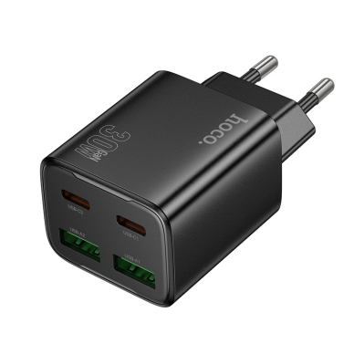 Įkroviklis Hoco N56 2xUSB-C/2xUSB-A PD30W juodas Įkroviklis Hoco N56 2xUSB-C/2xUSB-A PD30W juodas