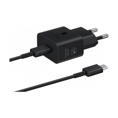 Įkroviklis originalus Samsung EP-T2510XBEGEU 25W + USB-C kabelis pakuotėje juodas Įkroviklis originalus Samsung EP-T2510XBEGEU 25W + USB-C kabelis pakuotėje juodas
