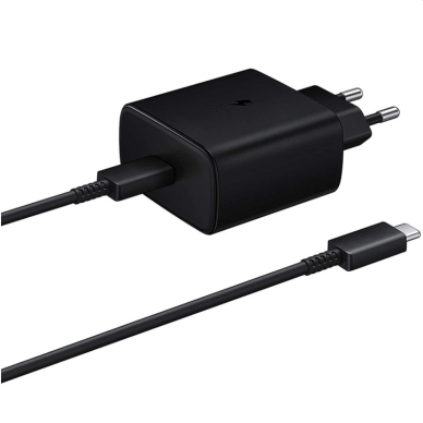 Įkroviklis originalus Samsung EP-TA845 45W + Type-C kabelis 25W be pakuotės juodas Įkroviklis originalus Samsung EP-TA845 45W + Type-C kabelis 25W be pakuotės juodas