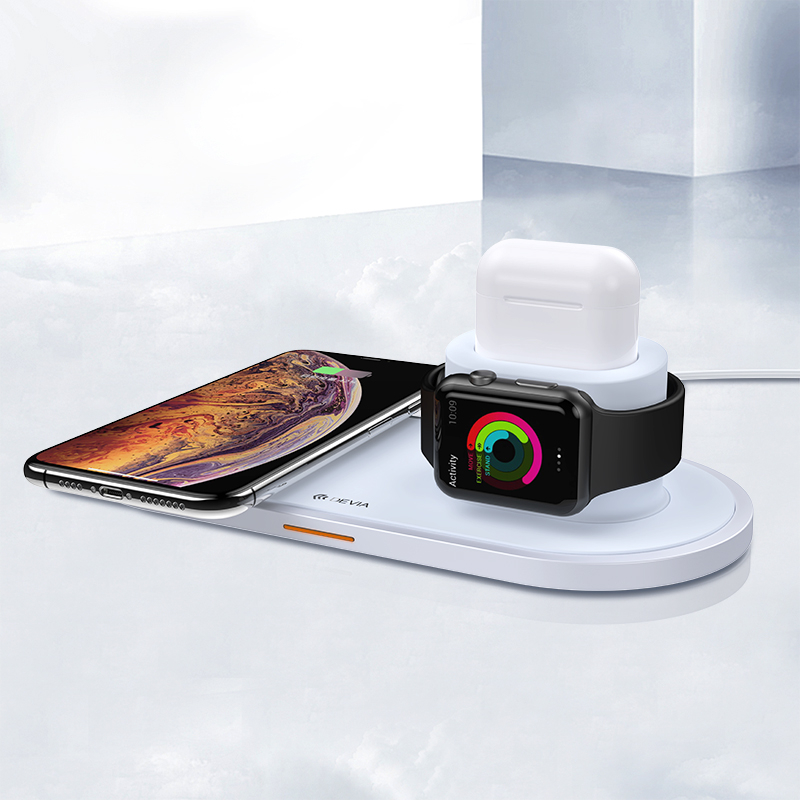 Įkroviklis belaidis Devia 3in1 Smart Phone, Apple Watch, Airpods baltas Įkroviklis belaidis Devia 3in1 Smart Phone, Apple Watch, Airpods baltas