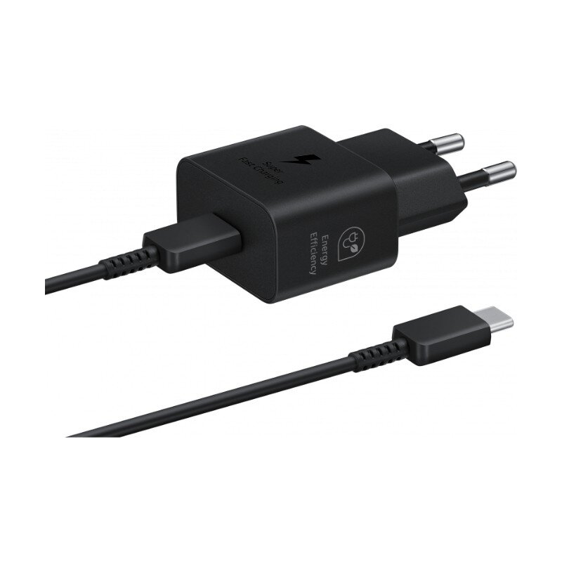 Įkroviklis originalus Samsung EP-T2510XBEGEU 25W + USB-C kabelis pakuotėje juodas Įkroviklis originalus Samsung EP-T2510XBEGEU 25W + USB-C kabelis pakuotėje juodas