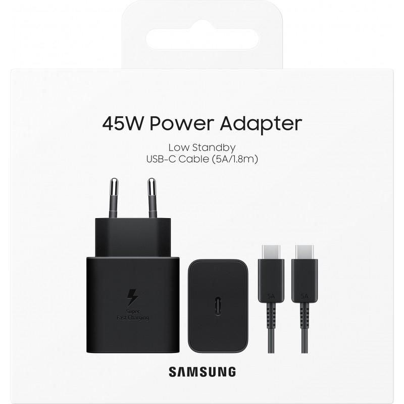 Įkroviklis Samsung EP-T4511XBEGEU 45W + USB-C to USB-C kabelis juodas Įkroviklis Samsung EP-T4511XBEGEU 45W + USB-C to USB-C kabelis juodas
