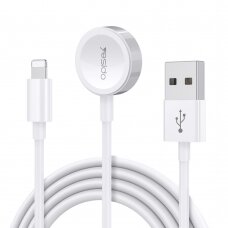 [Užsakomoji prekė] Įkroviklis wireless cablu USB la Apple Watch, Lightning, 2.4A, 1.2m - Yesido (CA70) - Baltas