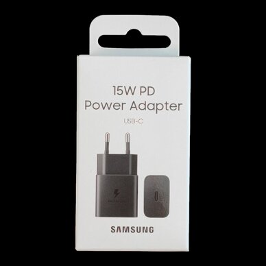 [Užsakomoji prekė] Įkroviklio kištukas Type-C 15W, Fast Charging - Samsung (EP-T1510NBEGEU) - Juodas (Blister Packing) 3