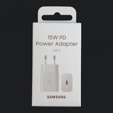 [Užsakomoji prekė] Įkroviklio kištukas Type-C 15W, Fast Charging - Samsung (EP-T1510NWEGEU) - Baltas (Blister Packing) 3