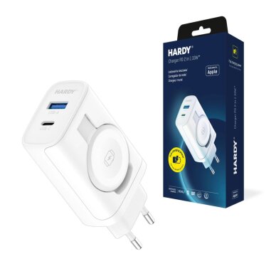 Indukcinis tinklo įkroviklis 3mk HARDY Charger PD 2in1 33W USB-C + USB-A – baltas Indukcinis tinklo įkroviklis 3mk HARDY Charger PD 2in1 33W USB-C + USB-A – baltas
