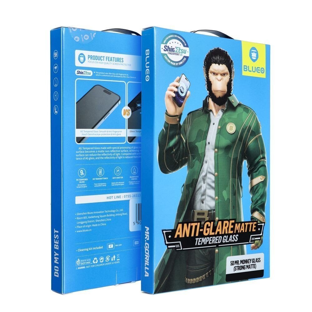 iPhone 17 Pro 5D Mr. Monkey Glass (Strong Matte) LCD apsauginis stikliukas – juodas 1