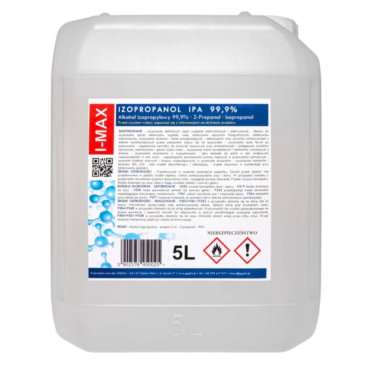 Isopropyl alcohol Isopropanol IPA I-MAX 99.9% 5L Isopropyl alcohol Isopropanol IPA I-MAX 99.9% 5L