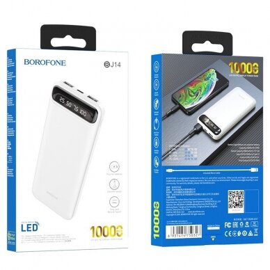 Išorinė baterija Power Bank Borofone BJ14 Type-C microUSB 2*USB (2A) 10000mAh balta 4