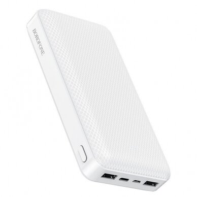 Išorinė baterija Power Bank Borofone BJ3A Type-C microUSB 2*USB (2A) 20000mAh balta 1