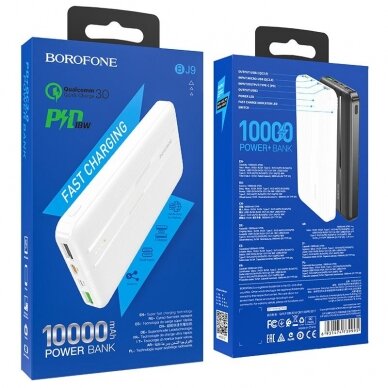 Išorinė baterija Power Bank Borofone BJ9 Type-C PD+Quick Charge 3.0 (3A) 10000mAh balta 5