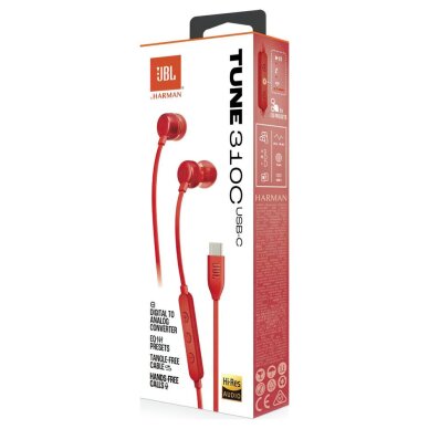 Laidinės ausinės JBL Tune 310C In-Ear USB-C – raudonos 6