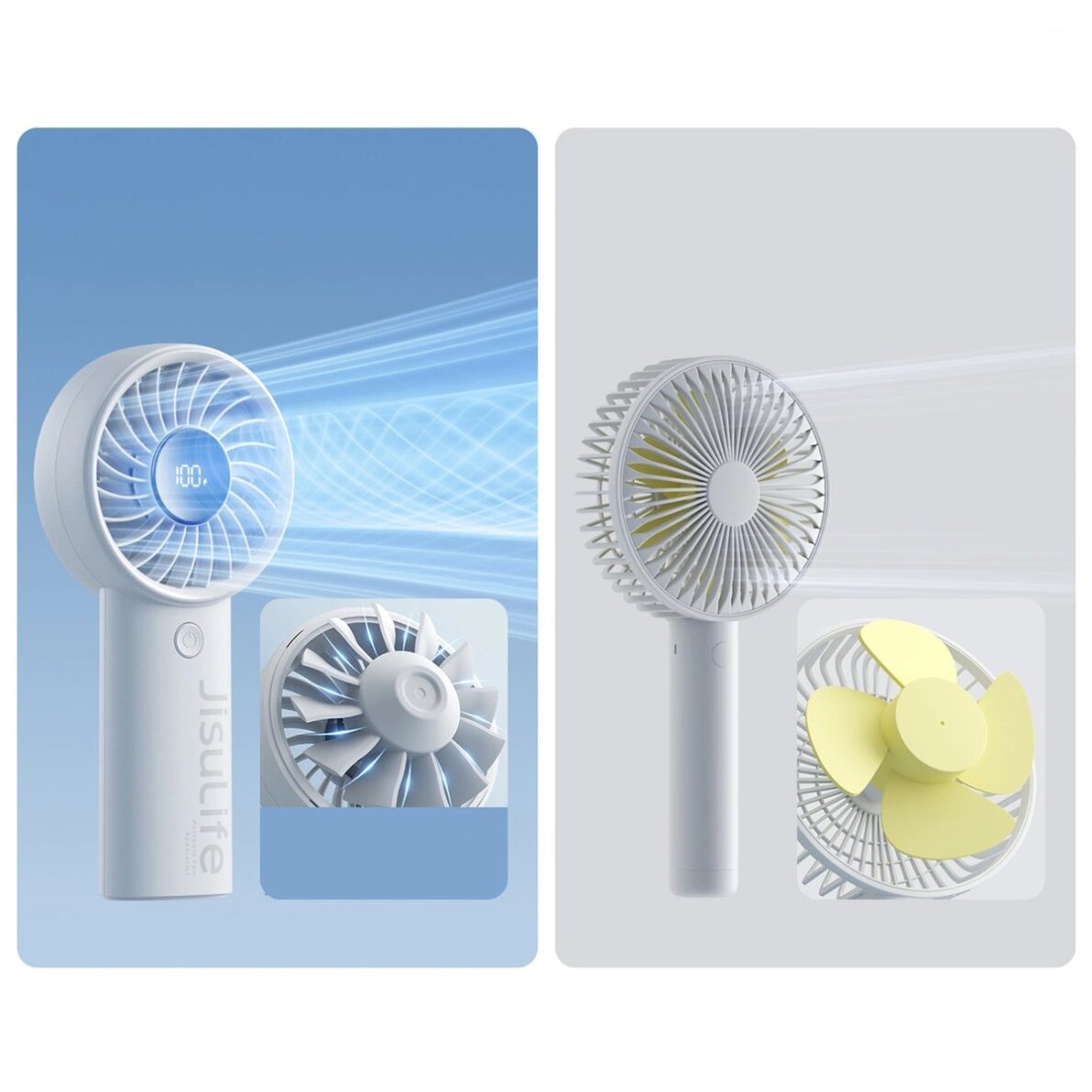 Rankinis ventiliatorius Jisulife Life4 5000mAh nešiojamas USB – pilkas 6