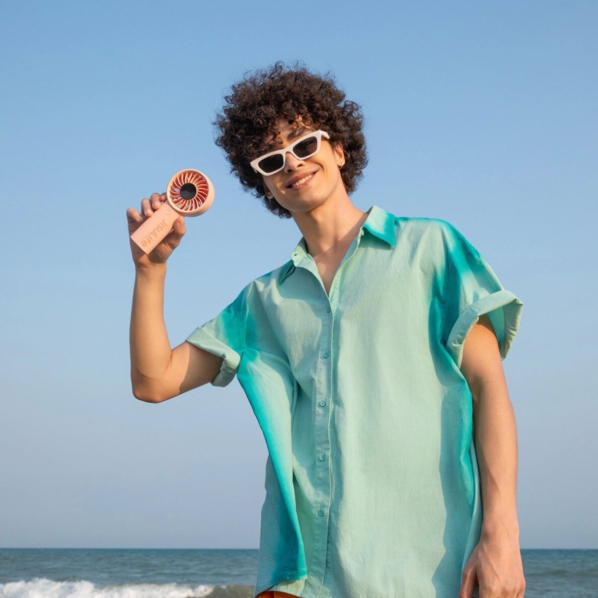 Rankinis ventiliatorius Jisulife Life4 5000mAh nešiojamas USB – rožinis 11