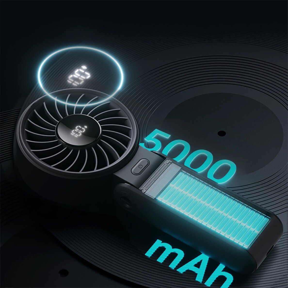 Rankinis ventiliatorius Jisulife Life7 3600mAh nešiojamas USB – juodas 3 Rankinis ventiliatorius Jisulife Life7 3600mAh nešiojamas USB – juodas 3