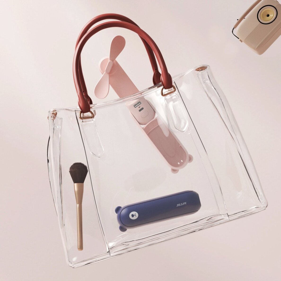 Rankinis ventiliatorius Jisulife Life8 Mini nešiojamas USB su Power Bank ir žibintuvėliu – mėlynas 2