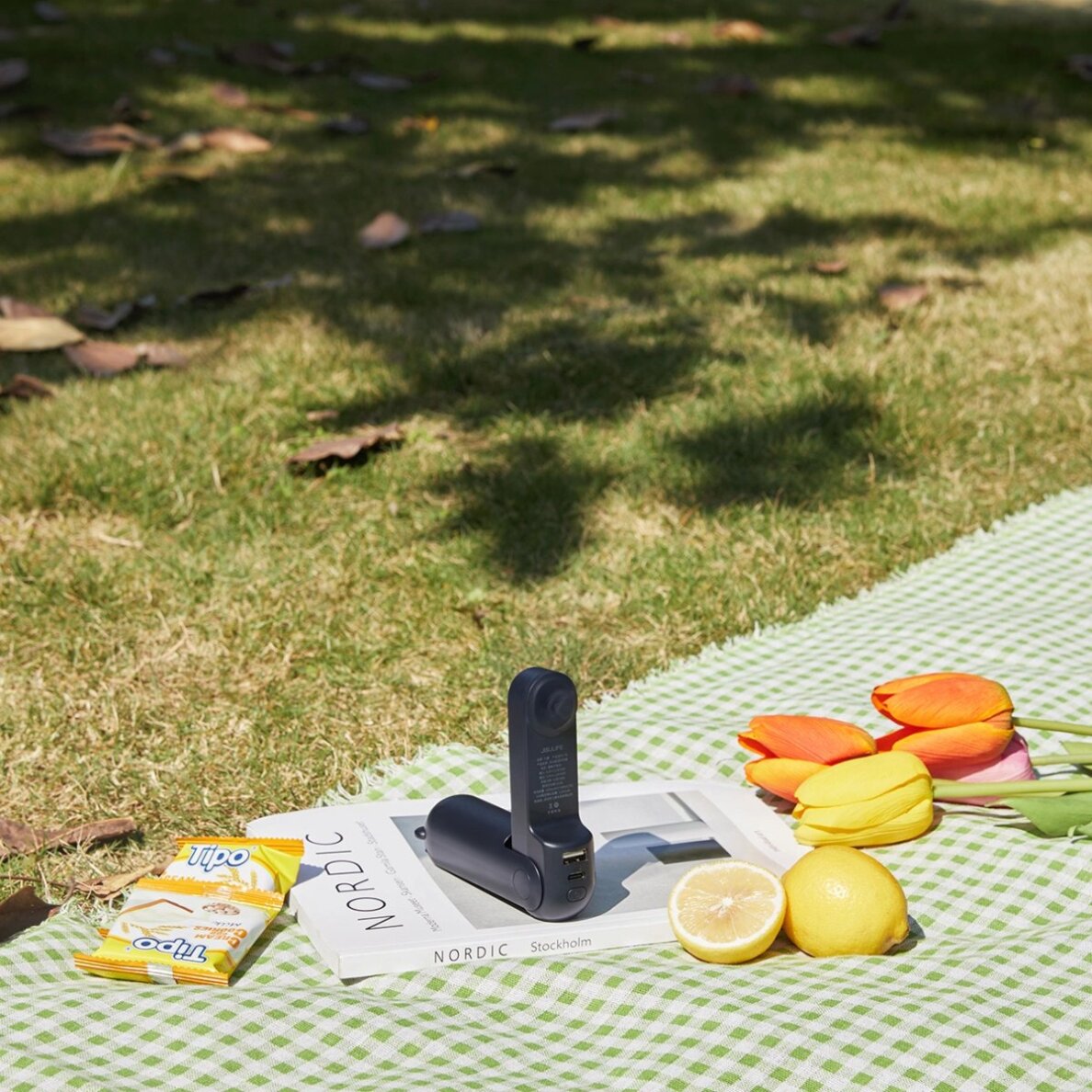 Rankinis ventiliatorius Jisulife Life8 Mini nešiojamas USB su Power Bank ir žibintuvėliu – mėlynas 4