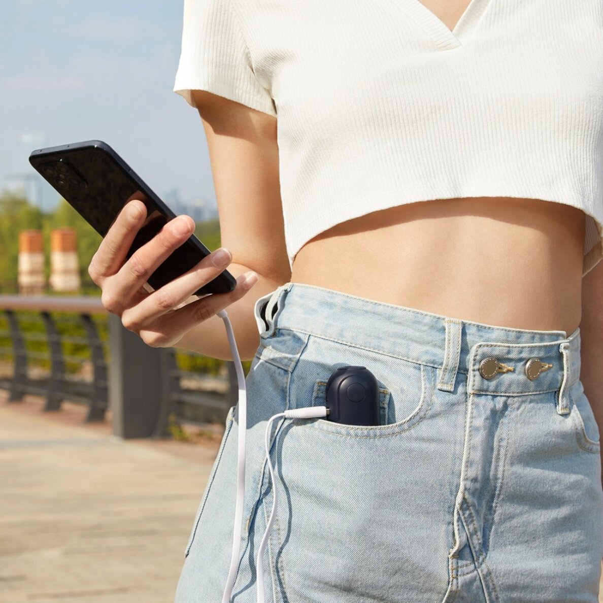 Rankinis ventiliatorius Jisulife Life8 Mini nešiojamas USB su Power Bank ir žibintuvėliu – mėlynas 5