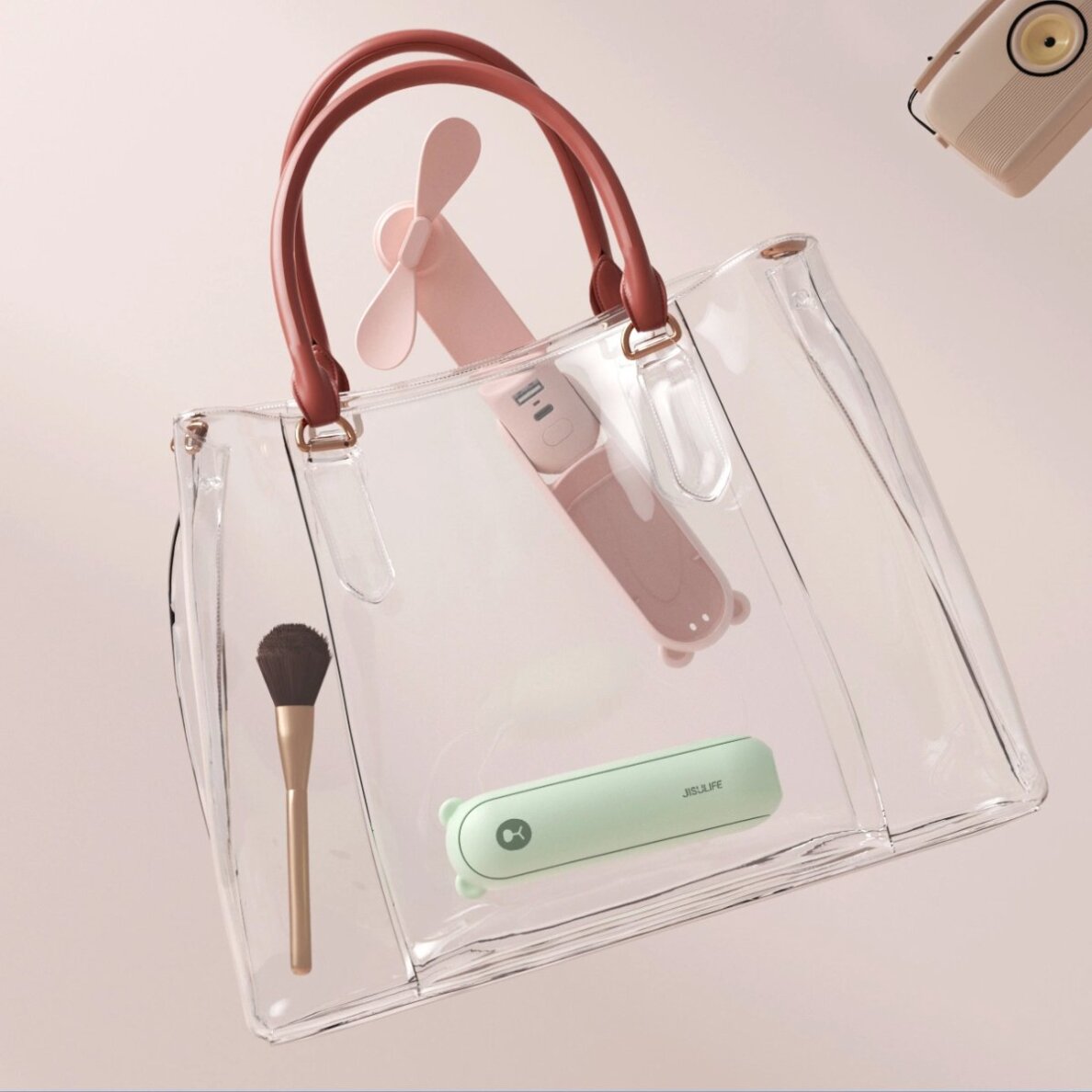 Rankinis ventiliatorius Jisulife Life8 Mini nešiojamas USB su Power Bank ir žibintuvėliu – žalias 2