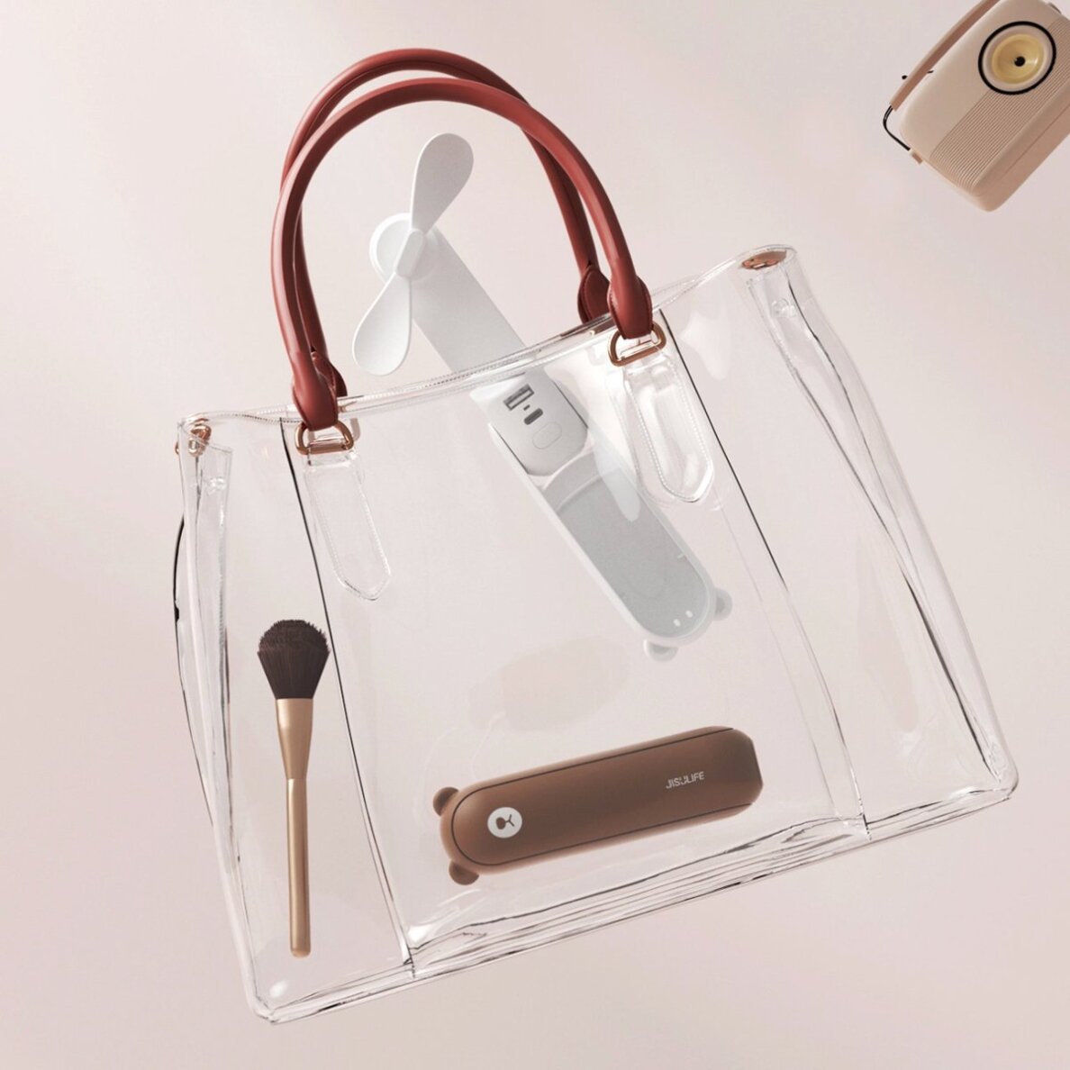 Rankinis ventiliatorius Jisulife Life8 Plus nešiojamas USB su Power Bank ir žibintuvėliu – rudas 2 Rankinis ventiliatorius Jisulife Life8 Plus nešiojamas USB su Power Bank ir žibintuvėliu – rudas 2