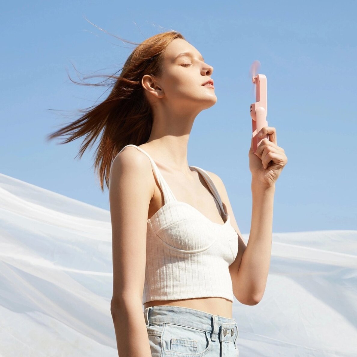 Rankinis ventiliatorius Jisulife Life8 Plus nešiojamas USB su Power Bank funkcija 4500mAh ir žibintuvėliu – rožinis 3