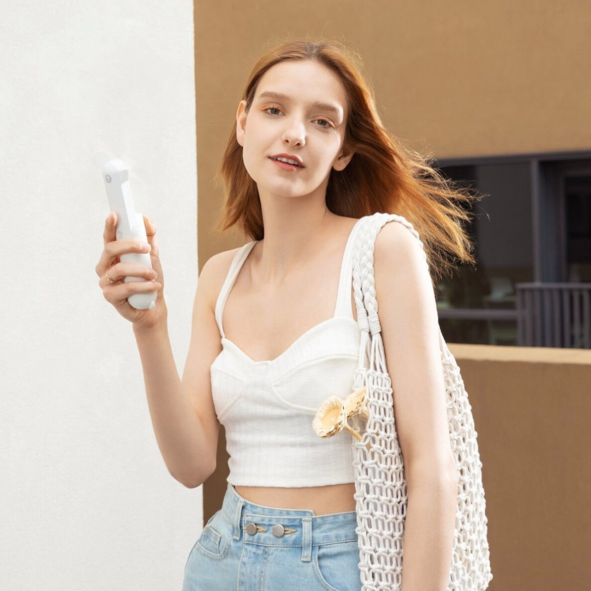 Rankinis ventiliatorius Jisulife Life8 nešiojamas USB su Power Bank ir žibintuvėliu – baltas 3