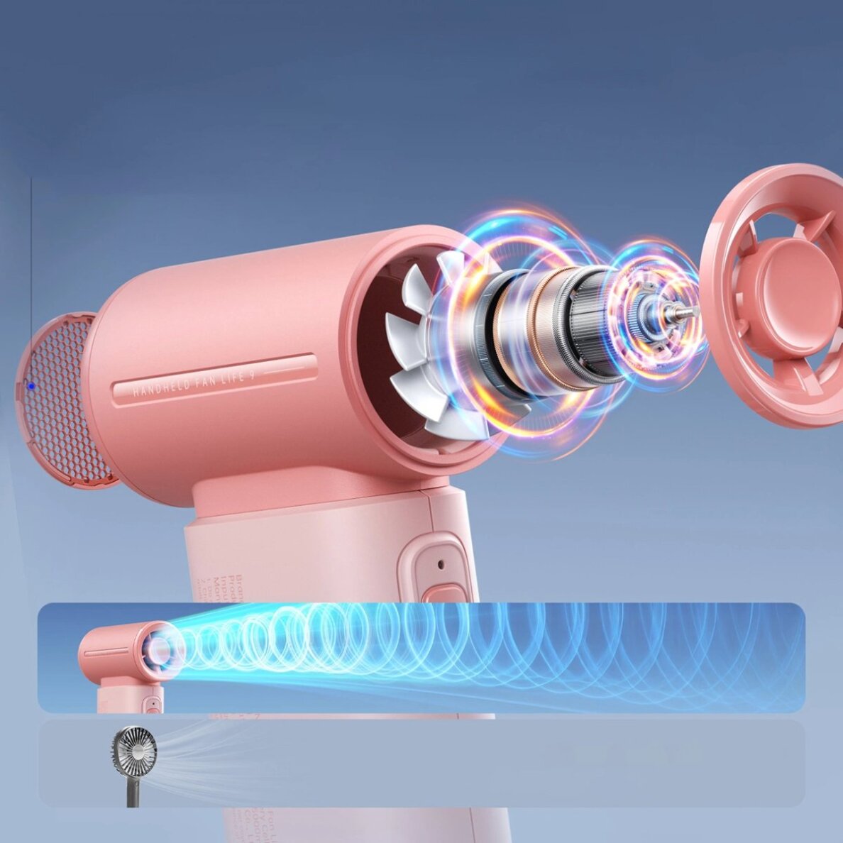 Rankinis ventiliatorius Jisulife Life9 5000mAh nešiojamas USB – rožinis 2 Rankinis ventiliatorius Jisulife Life9 5000mAh nešiojamas USB – rožinis 2