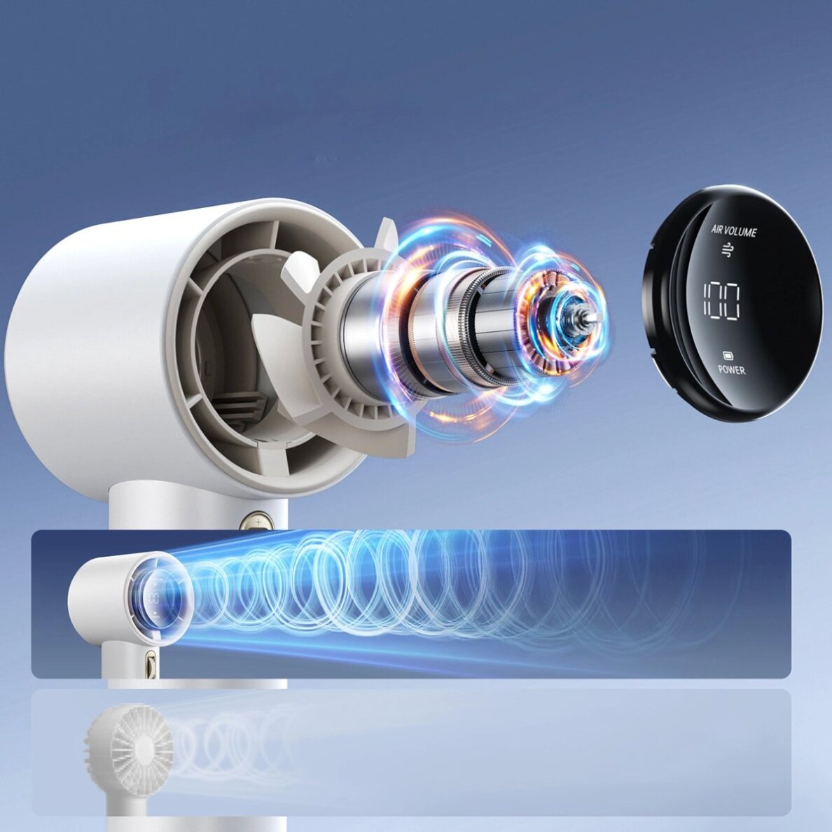 Rankinis ventiliatorius Jisulife Pro1 FA53 (ABS) nešiojamas USB – baltas 5