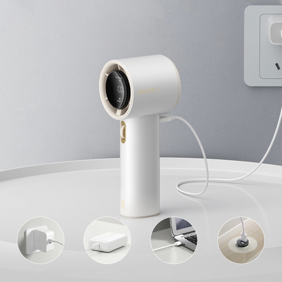 Rankinis ventiliatorius Jisulife Pro1 FA53 (ABS) nešiojamas USB – baltas 8