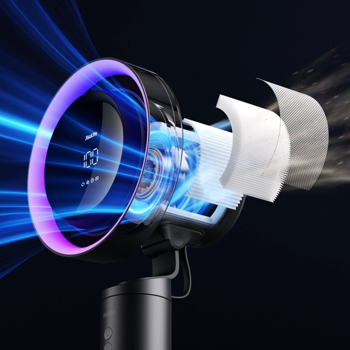 Stalinis ventiliatorius Jisulife Pro3 10000mAh Turbo su filtru – tamsiai pilkas 15 Stalinis ventiliatorius Jisulife Pro3 10000mAh Turbo su filtru – tamsiai pilkas 15