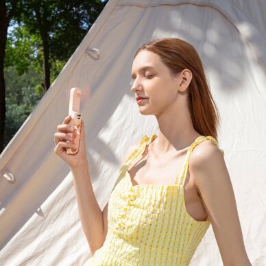 Rankinis ventiliatorius Jisulife Life8 Plus nešiojamas USB su Power Bank funkcija 4500mAh ir žibintuvėliu – rožinis 1