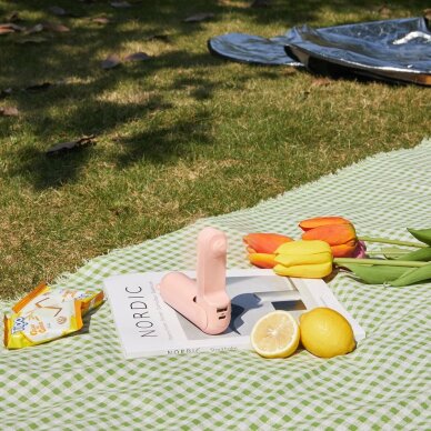 Rankinis ventiliatorius Jisulife Life8 Plus nešiojamas USB su Power Bank funkcija 4500mAh ir žibintuvėliu – rožinis 6