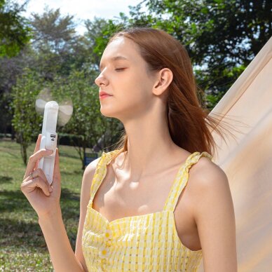 Rankinis ventiliatorius Jisulife Life8 nešiojamas USB su Power Bank ir žibintuvėliu – baltas 6