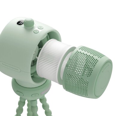 Ventiliatorius Jisulife Life2S 5000mAh su lankščiomis kojelėmis – stalui, vežimėliui, su filtru – žalias 5