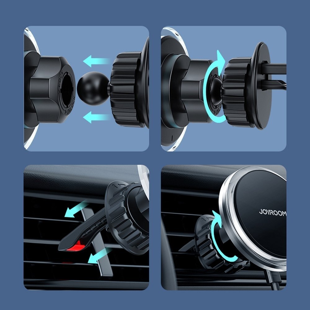 Laikiklis Joyroom Car Holder Qi Wireless Induction Charger 15W (MagSafe) Sidabrinis (JR-ZS291) 21 Laikiklis Joyroom Car Holder Qi Wireless Induction Charger 15W (MagSafe) Sidabrinis (JR-ZS291) 21