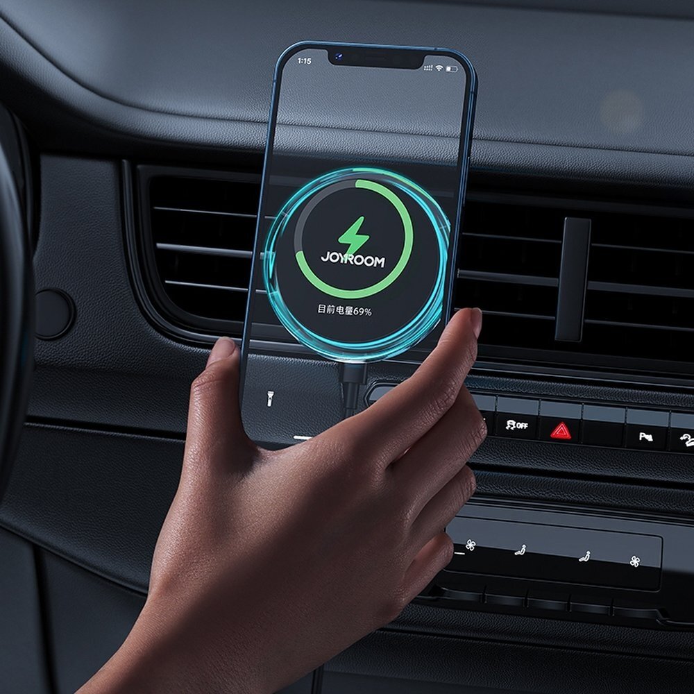 Laikiklis Joyroom Car Holder Qi Wireless Induction Charger 15W (MagSafe) Sidabrinis (JR-ZS291) 23 Laikiklis Joyroom Car Holder Qi Wireless Induction Charger 15W (MagSafe) Sidabrinis (JR-ZS291) 23