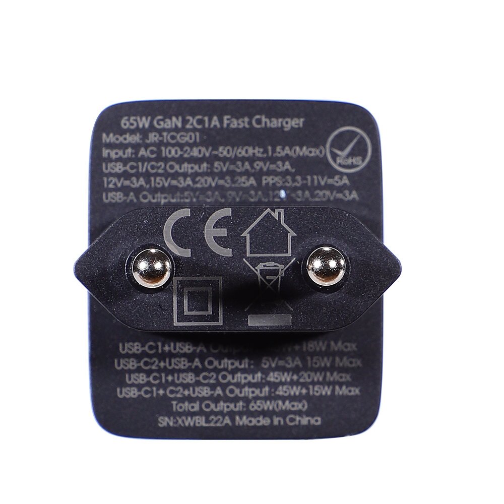 Joyroom fast charger GaN 65W USB, 2x USB C black + USB C cable - USB C 100W 1.2m (TCG01) 5 Joyroom fast charger GaN 65W USB, 2x USB C black + USB C cable - USB C 100W 1.2m (TCG01) 5