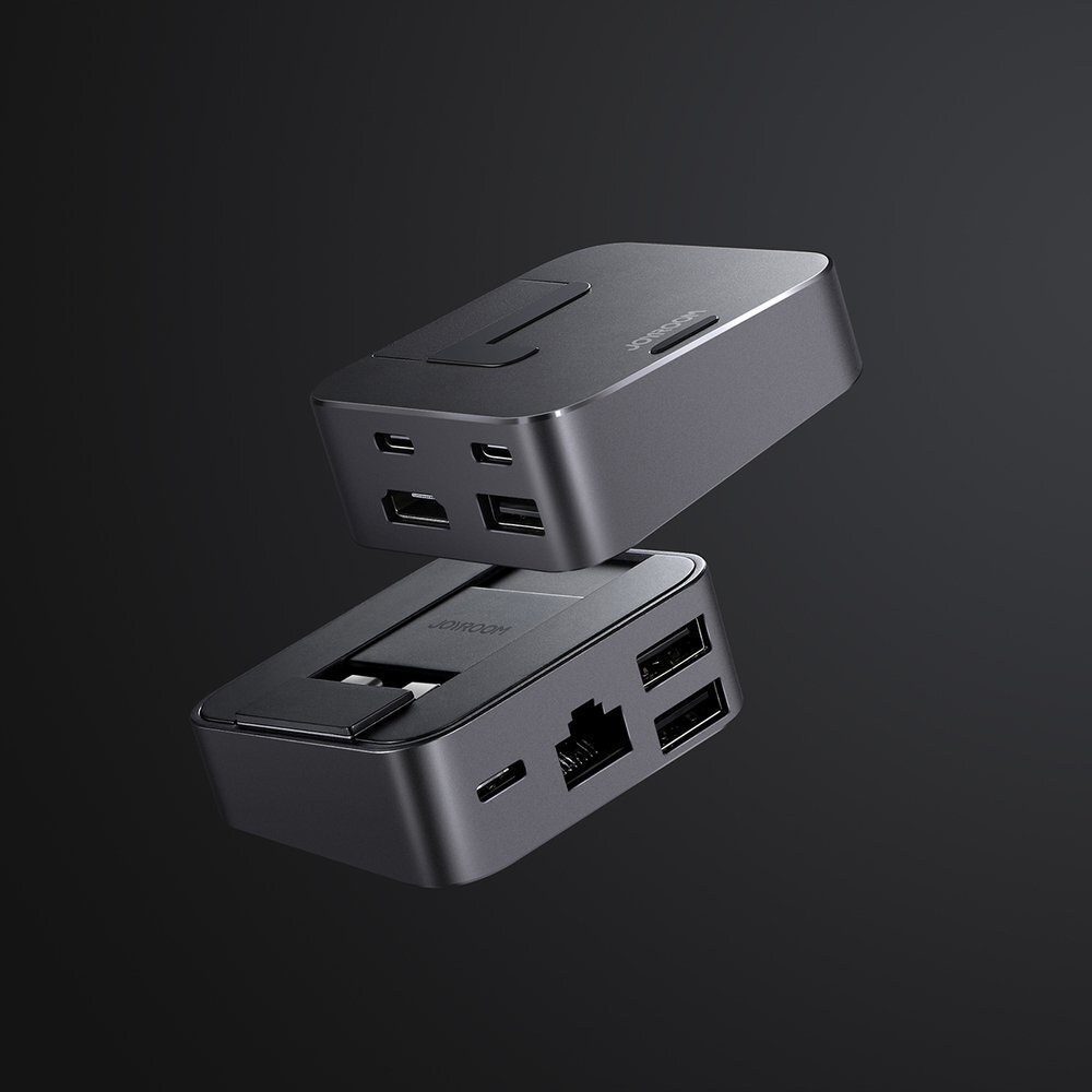 Jungčių Daugintuvas Joyroom Multifunctional Hub USB Type C - USB 3.0 / RJ45 / HDMI / USB Type C / Thunderbolt skirtas MacBook Pro Pilkas (S-H121 Gray) 8 Jungčių Daugintuvas Joyroom Multifunctional Hub USB Type C - USB 3.0 / RJ45 / HDMI / USB Type C / Thunderbolt skirtas MacBook Pro Pilkas (S-H121 Gray) 8