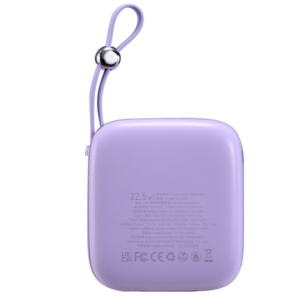 Joyroom powerbank 10000mAh Jelly Series 22.5W with built-in Lightning cable violet (JR-L003) 6 Joyroom powerbank 10000mAh Jelly Series 22.5W with built-in Lightning cable violet (JR-L003) 6