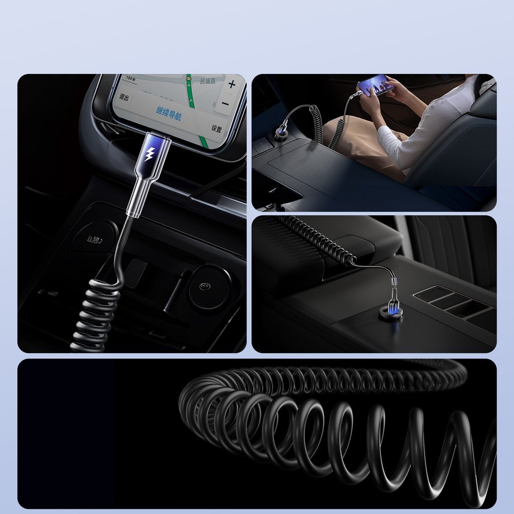 Įkrovimo kabelis Joyroom S-A43 Crystal-Clear Series 3A USB-A – USB-C spiralinis 1.5 m – juodas 5 Įkrovimo kabelis Joyroom S-A43 Crystal-Clear Series 3A USB-A – USB-C spiralinis 1.5 m – juodas 5