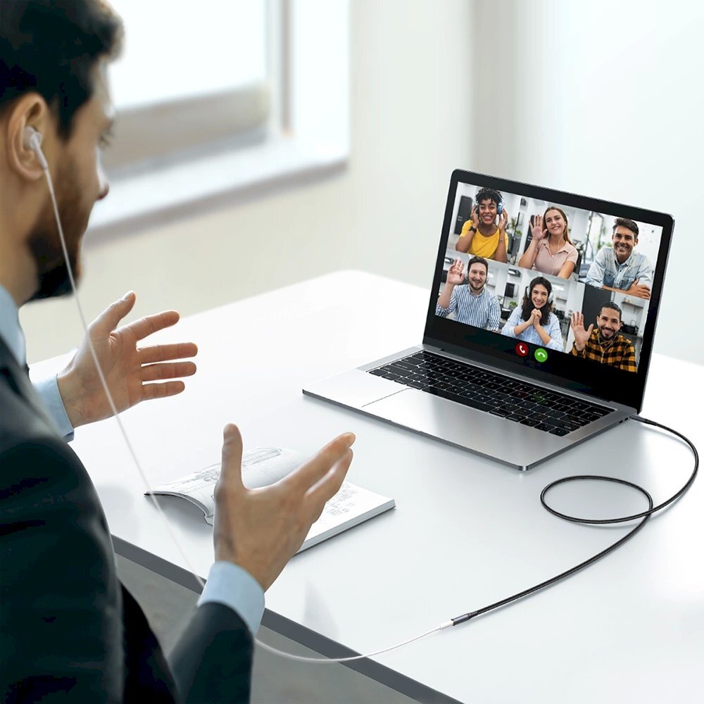 Joyroom stereo audio Kabelis AUX 3.5 mm mini jack (male) - mini jack (female) 1.2 m Juodas (SY-A09) 9 Joyroom stereo audio Kabelis AUX 3.5 mm mini jack (male) - mini jack (female) 1.2 m Juodas (SY-A09) 9