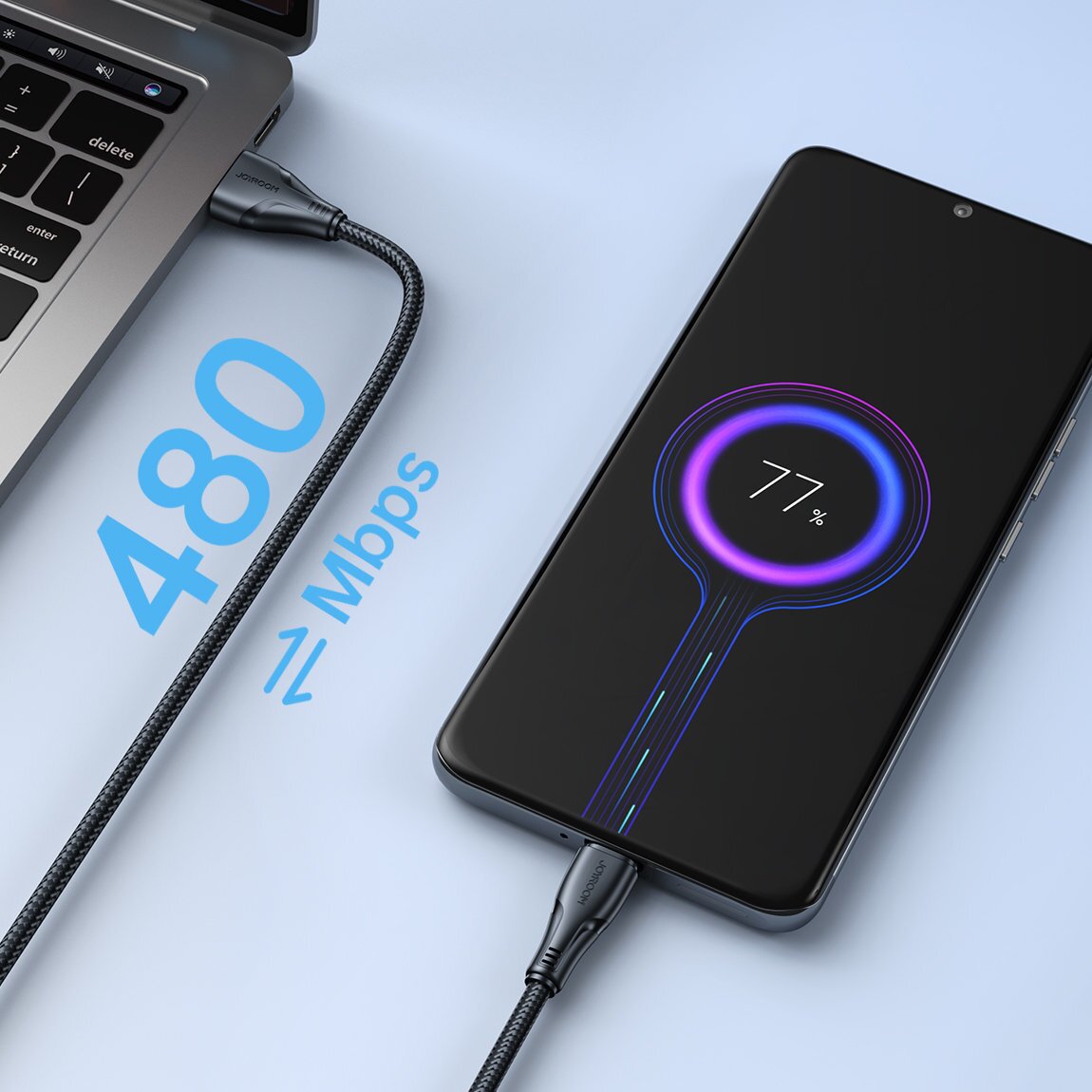 Akcija! Joyroom USB cable - micro USB 2.4A Surpass Series for fast charging and data transfer 1.2 m black (S-UM018A11) 12