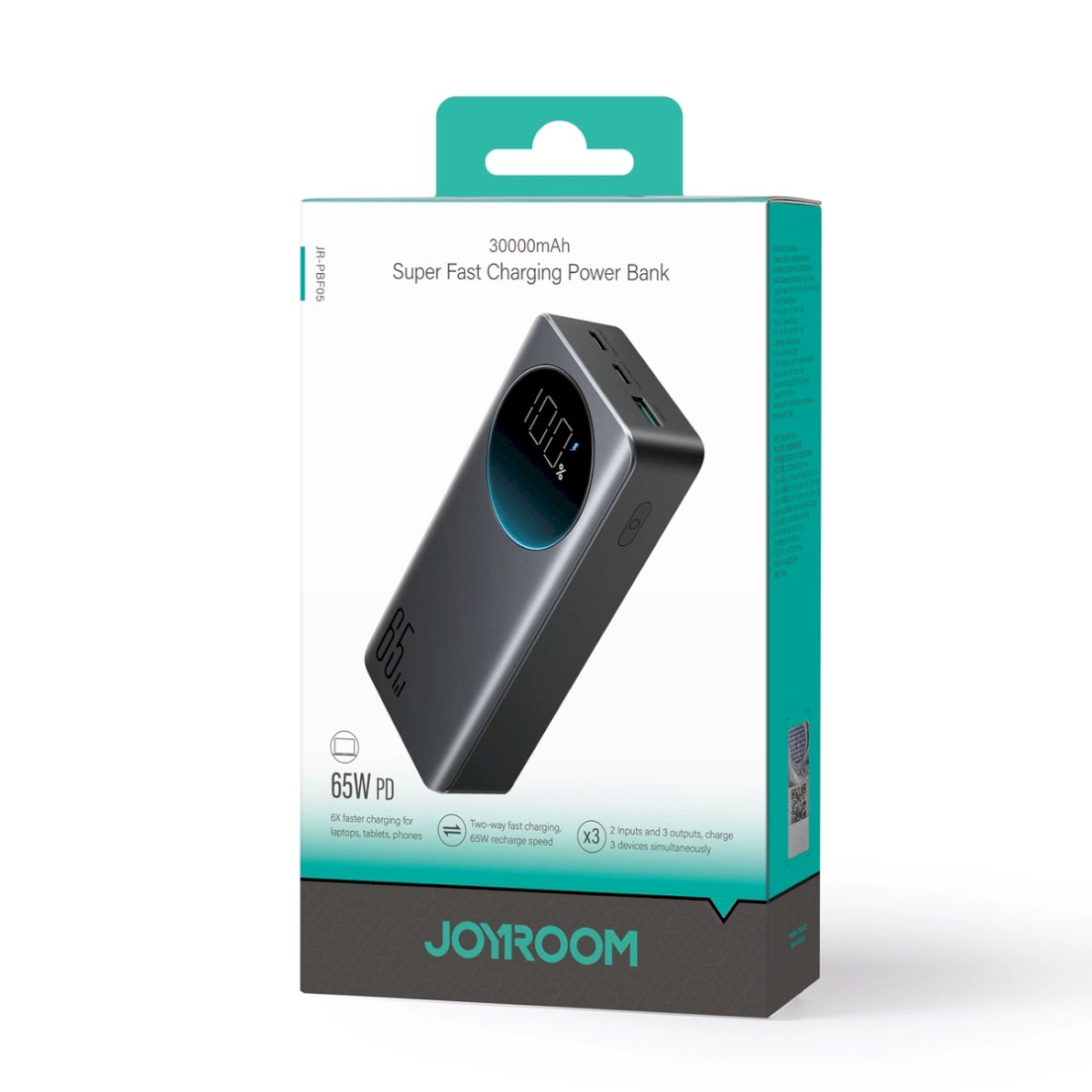 Joyroom 30000mAh 65W power bankdigital display (JR-PBF05) - Juodas 1 Joyroom 30000mAh 65W power bankdigital display (JR-PBF05) - Juodas 1