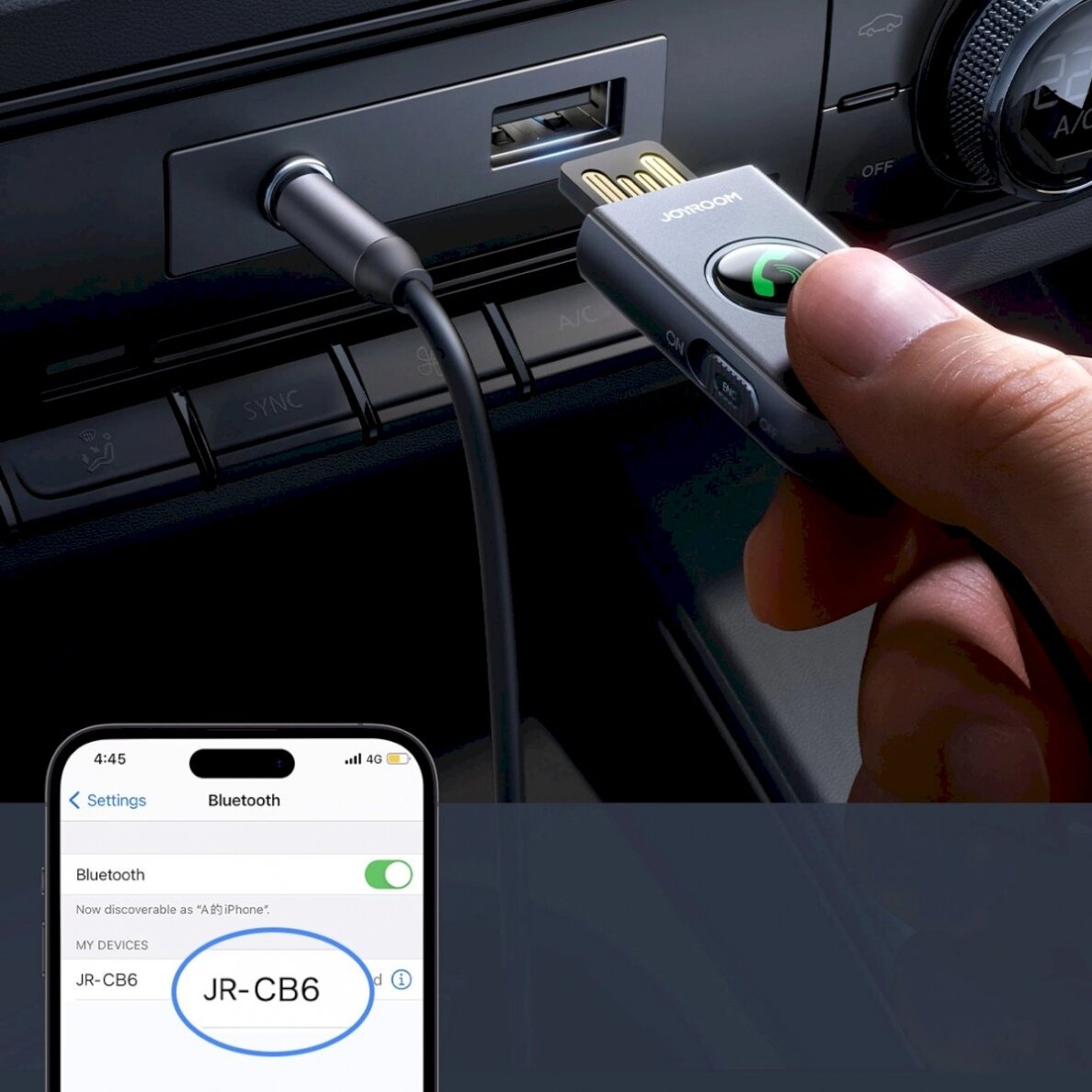 Joyroom JR-CB6 wireless car receiver - pilkas 8 Joyroom JR-CB6 wireless car receiver - pilkas 8